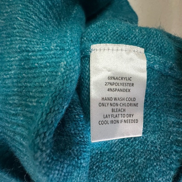 Broadway 38 Rhinestone Sweater Teal Blue M Long Sleeve NWT - Picture 4 of 10